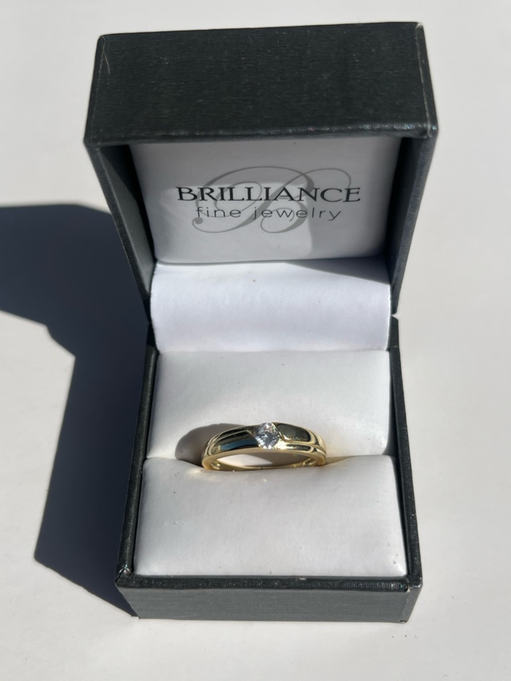 Set of two: Gold Ring with Clear Gemstone (does NOT come with box) - Picture 4 of 5